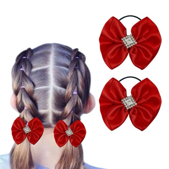 Handmade Other - Hair Bow Set 2 Ponytail For Girls Red 2.5x3 Inch New